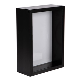 Nicola Spring 1x Black 5 x 7 inch 3D Deep Box Wooden Photo Frame - Standing Hanging Craft Shadow Memory Picture Display Case for Flowers Crafts Art Medal