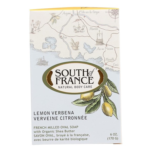 South Of France Natural Body Care Lemon Verbena Oval Soap 6 OZ (Pack of 6)
