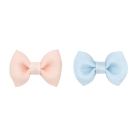 PLH Two Pack Tiny Organza and Grosgrain Overlay Bowties, Sideshow Rose Pink & Blue Vapor, Tiny