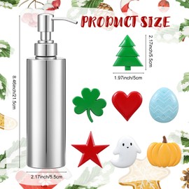 Reallnaive Seasonal Holiday Christmas Soap Dispenser with 7 Interchangeable Seasonal Holiday Magnets Resin Stainless Steel Lotion Soap Dispenser for Farmhouse Kitchen Bathroom Accessories Christmas