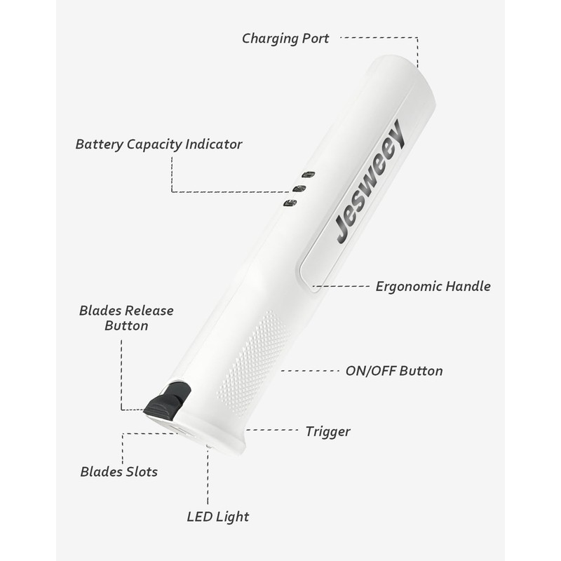 Jesweey Cordless Electric Carving Knife for Meat Slicing, Fish, Bread,