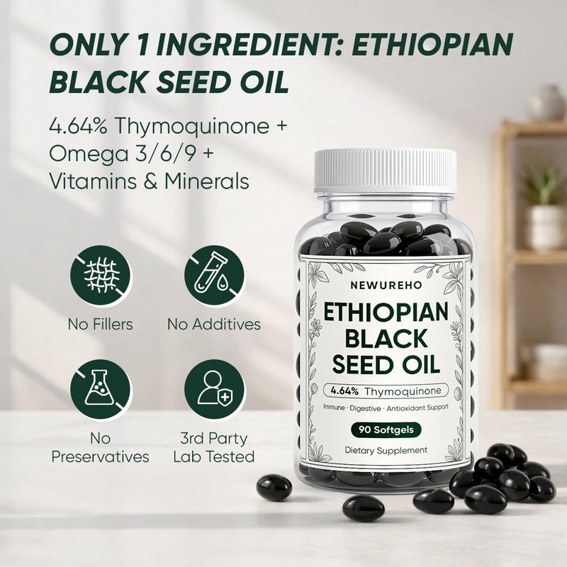 Ethiopian Black Seed Oil, Organic Cold Pressed 100% Pure Black
