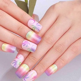 Boloshine 20 Stück UV Gel Nagelfolie, Halbgehärtete UV Gel Strips Nagelsticker Selbstklebend, Französisch Salonqualität Gellack Wraps für Nagel, UV/LED-Lampe Erforderlich - Regenbogenstrand