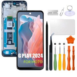 Replacement for Motorola Moto G Play 2024 LCD Screen with Frame Display Touch Digitizer Assembly with Repair kit(Black with Frame)