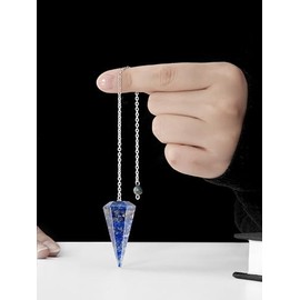 QINJIEJIE QINJIEJIE Lapislazuli Kristall Pendel Natrlichem Edelstein Kristalle Pendel mit Kette und Kugel fr Wnschelruten Wahrsager Chakra Reiki Hexerei Zubeh?r