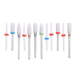 12 piezas de Fresa de Cerámica de Fresa Eléctrica Fresadora de Limas de Estructura Kit Brocas De Uñas Lima Pulidor Drill Cerámica Fresa Herramientas de Decoración de Uñas para Manicura y Pedicura