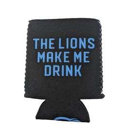 The Lions Make Me Drink Logo Insulated Can Wrap Scuba Neoprene Material Can Holder Cooler - Black/Blue Sleeve