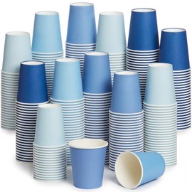 300 Pack 8 oz Blue Disposable Paper Cups, 4 Gradient Colors Cups