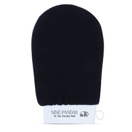 Nine Pandas Moroccan Hammam Exfoliating Kessa Scrub Glove | Body Tan & Dead Skin Remover Mitt | Soft, Smooth & Even Glow Skin (Black, 1)