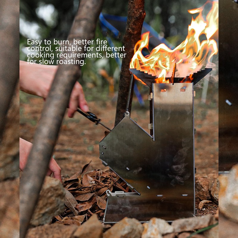 Rocket Stove Portable Durable Convenient Stainless Steel Detachable Backpacking Stove
