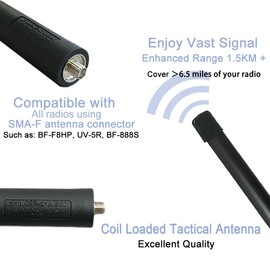 BAOFENG UV-5R Foldable Tactical Antenna for GMRS Two Way Radio 48cm/18.8inch Dual Band VHF UHF SMA-Female Long Range Portable Compatible with BF-F8HP UV-82HP DM-1701 (1pack)