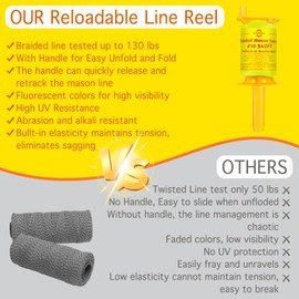 Mason Line with Handle,Twisted 540 FT #18 Braided Nylon Mason String,Construction Line,String Level Line Kit for Gardening Or Masonry Tools,Kite Twine String or DIY, Fluorescent Yellow