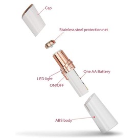 LA Beauty™ Facial Hair Remover for Women, Painless Lady Shaver, Peach Fuzz, Chin, Upper Lip Hair Removal with LED Light, Battery Included