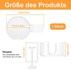 Schreibtisch Becherhalter, 1 Stück Büro Becherhalters aus Aluminiumlegierungs, Einstellbar Schreibtisch Flaschenhalter, Getränkehalter, für Büros, Küchen(weiß)