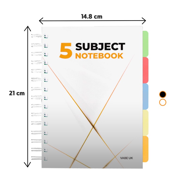 VABE UK A5 Subject Notebook/Project Book - Notebook with 5