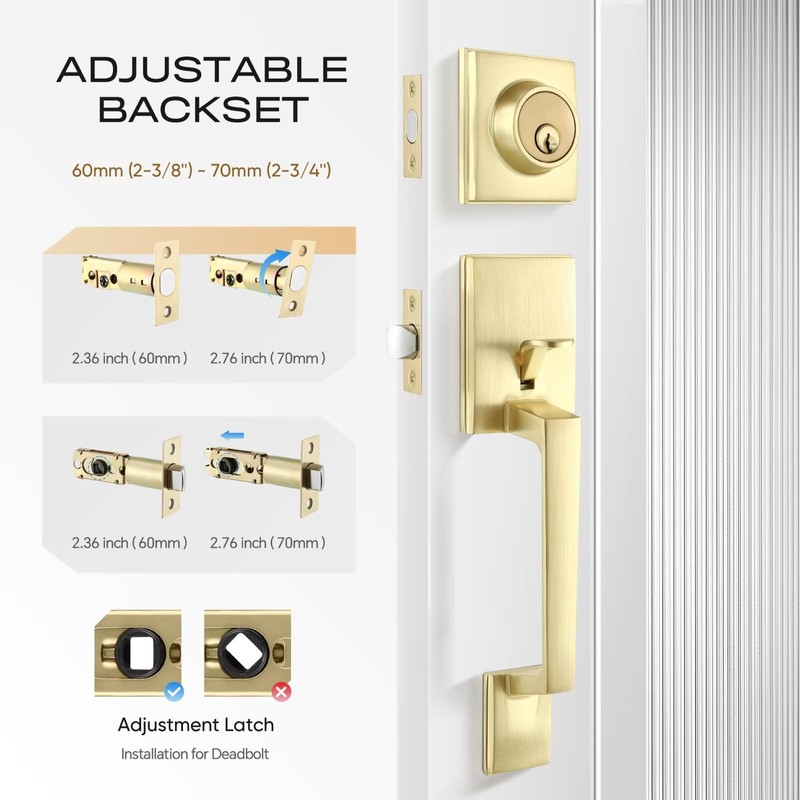 Leydebong Double Door Handle Set with Lock, Heavy Duty Lever