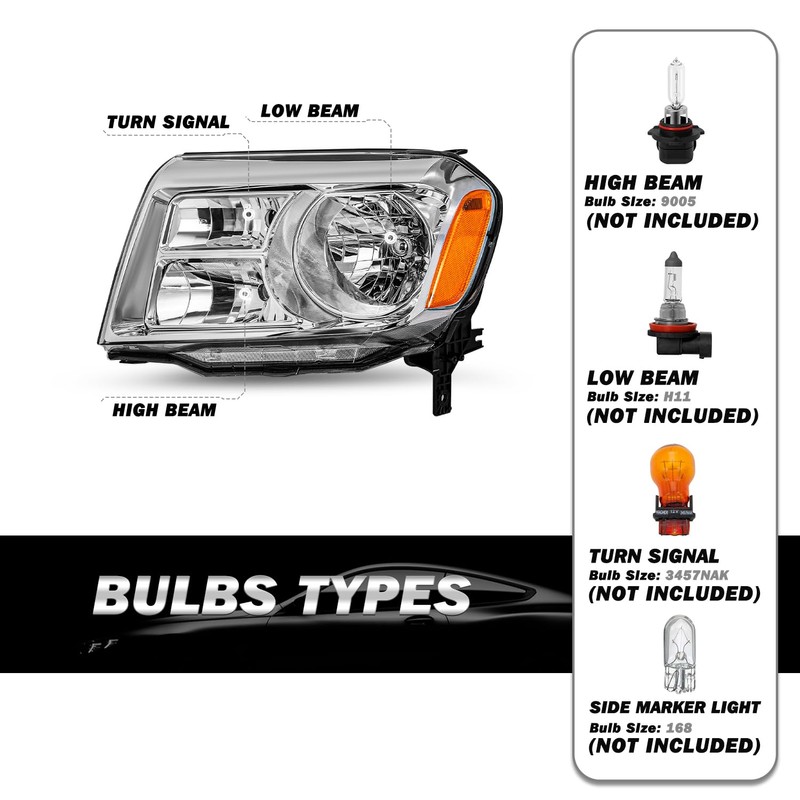 SOCKIR Headlight Assembly Pair Fit for 2012 2013 2014 2015