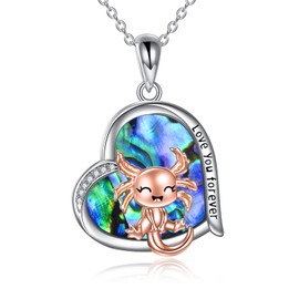 YAFEINI Axolotl Gifts Sterling Silver Axolotl Pendant Necklace Heart Axolotl Jewellery for Women Girls Christmas Gifts, Sterling Silver, Not known.