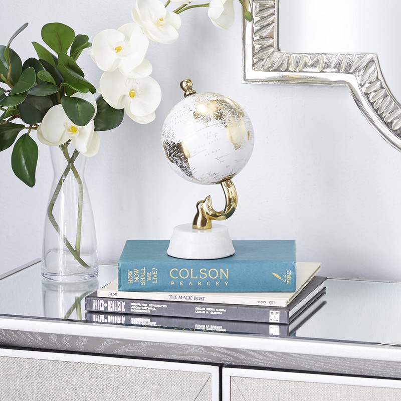 Deco 79 Aluminum Globe with Marble Base, 5" x 5"