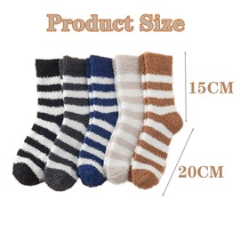Alytimes 5 Pairs of Ladies Fluffy Socks, Winter Thickened Bed Socks, Warm and Comfortable Slipper Socks Women, Bed Socks Womens 4-7.