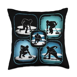 Curling Player Curler Sport Lover Curling Stone Throw Pillow