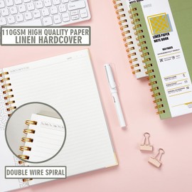 OWSC Lined Spiral Notebook with thick 110 GSM Papers, 160 Pages B5 Size College Ruled Notebook, Hardcover 7.1 x 10 Inches Journal for Women and Men, Notebooks for work, School, 1 Pack Grey