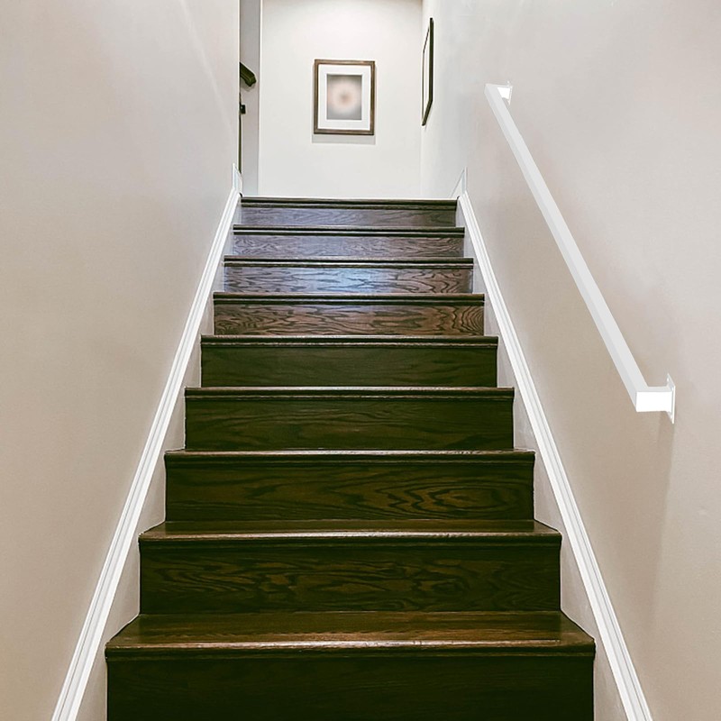 White Industrial Iron Hand Railing, Wall Support Handle for Indoor