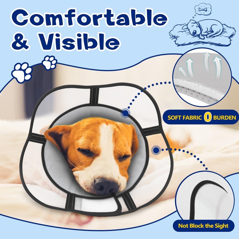 Supet Soft Comfortable Dog Cone Collar - Adjustable for Large,