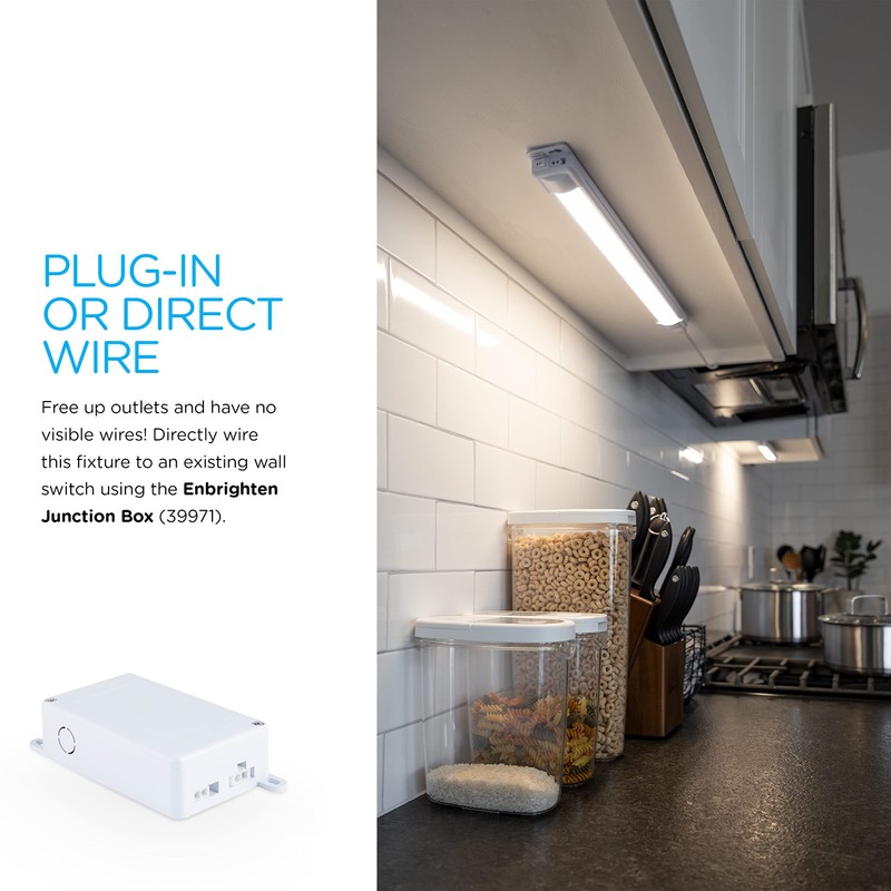Enbrighten Premium Linkable Under Cabinet Fixture, 18in, LED, Linkable, 628