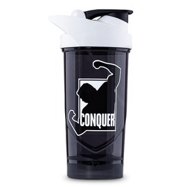 Shieldmixer Hero Pro Classic Shaker Conquer - BPA-Free - Gym Accessories - Protein Shaker - Fitness Water Bottle - Black - 700 ml