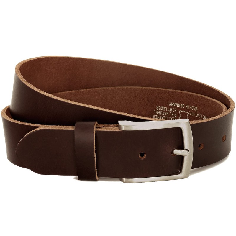 Fa.Volmer® Men's Buffalo Leather Belt Jeans Suit Brown 38 mm