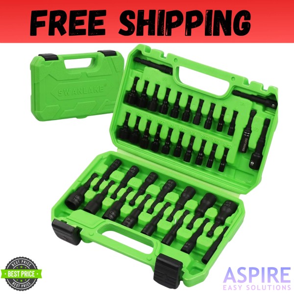 Branded 39PCS Magnetic Hex Nut Driver Master Kit,1/4" Quick-Change Hex