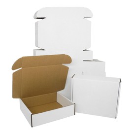 7x6x2 Shipping Boxes, Small Box for Packaging Cardboard Boxes Flat Corrugated Literature Mailer Jewelry Packing White Mailing Box, 25 Pack