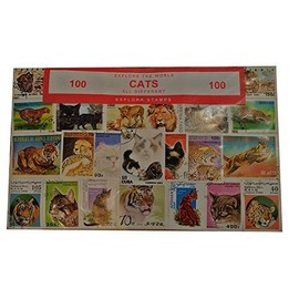 Worldwide Cats Collection Wild Cats/Lions/Pet 100 Different Stamps! Souvenir/Speicher/Memoria! Collectable Stamps from Around the World! Timbre/Stempel/Francobollo/Sello!