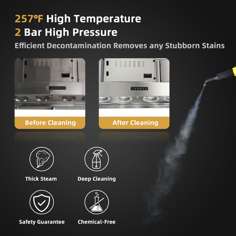 CHEFJOY Handheld Steam Cleaner, 1400W Pressurized Steamer with 17 Pieces