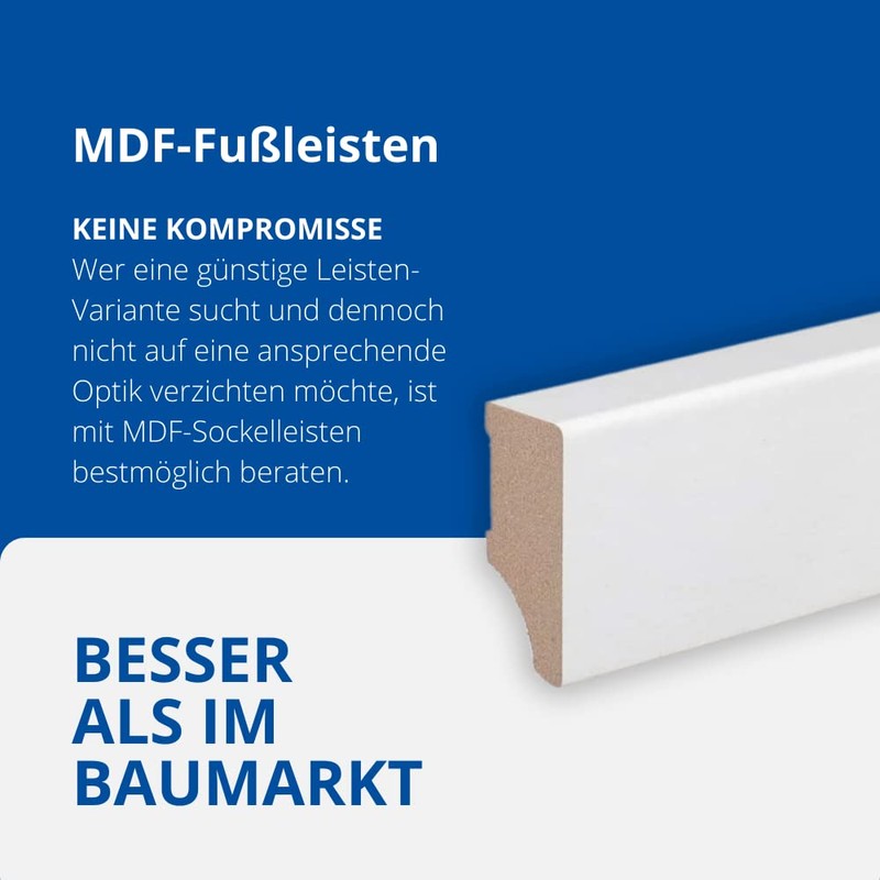 Weimarer Profile White Skirting Boards, MDF / Film, 60 /