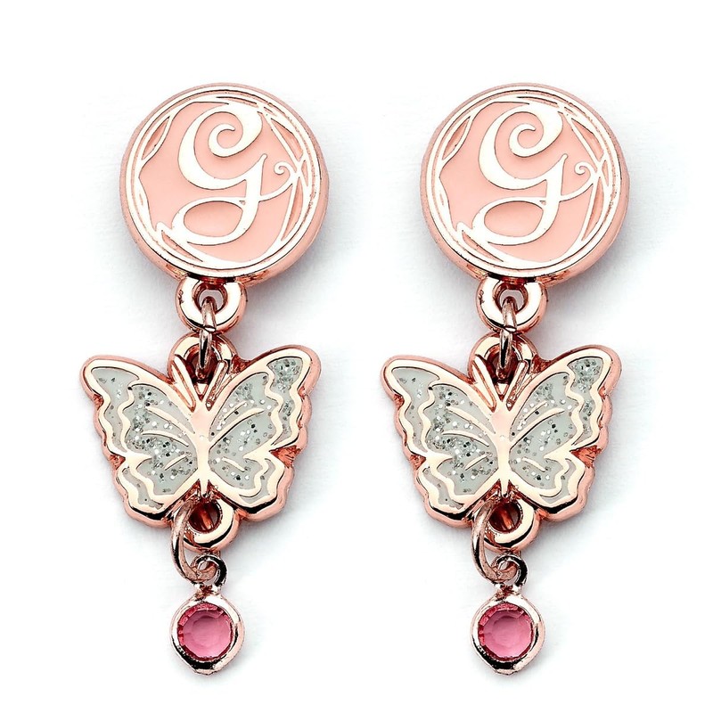 Wicked Glinda Drop Butterfly Earrings Rose Gold Colour