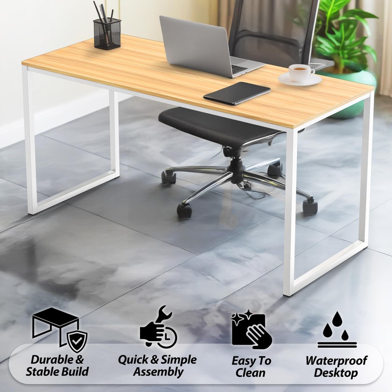 SHW Mission 55-Inch Home Office Computer Desk, Oak