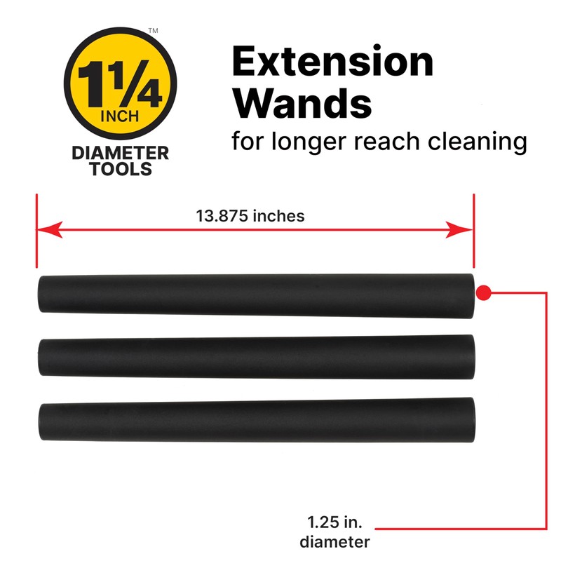 Shop-Vac 9061400 1.25 Inch Diameter Extension Wands, 3-Piece Set, Durable