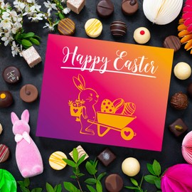 Hallingers Happy Easter XL - Pralinen zu Ostern, Ostergeschenke für Osterkörbchen zu Ostern, Pralinen handmade ohne Alkohol (Box) - Ostergeschenke Osterkörbchen Ostereier & als Osterdeko | Glückwunsch