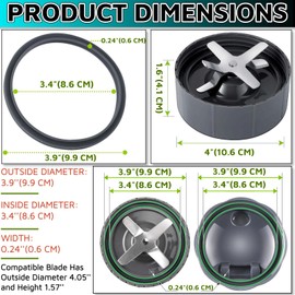 Blender Gasket Replacement 2 Pcs with 1 X Crochet Hook for Nutribullet Gasket Replacement Nutribullet Replacement Parts for Nutribullet Blender 600W and Nutribullet Pro 900W