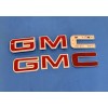 GMC Front & Rear Emblems Flat White Red For 2019-2025