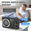 PRUNUS J-135S Radio Portatile AM/FM/SW, Mini Radio Solare Bluetooth 6.0