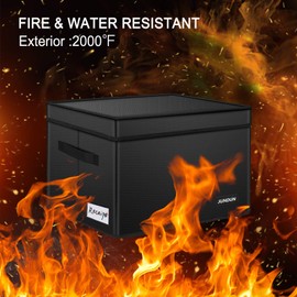 JUNDUN Fireproof File Box, Fireproof File Storage Organizer Box with Lid,Home Office Document Storage Filing Box with Handle,Portable Safe Storage Box for Legal Size Hanging Folder