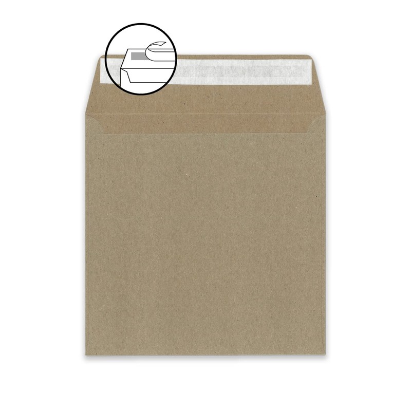 Square Envelopes, Recycled, Natural Grey, 160 x 160 – Bulk