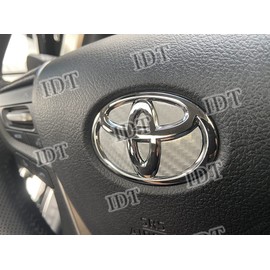 IDT 30 Series Alphard Vellfire Silver Carbon Interior Seat Steering Emblem Seat Sticker Garnish Handle Cover Toyota Interior Custom Early Late Stage (Steering Carbon Silver)