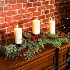 Cindeer - Portavelas de Navidad de 30 pulgadas para mesa de comedor, portavelas para repisa, decoración de mesa de Navidad, candelabro para fiestas de día festivo, chimenea, hogar (clásico)