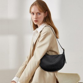 BOSTANTEN Women's Handbags, Small, Braided Bags, Shoulder Bag, Women's Crossbody Bag, Shoulder Bag for Women, Tote Bag, black, Small