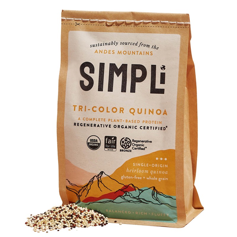 SIMPLi Regenerative Organic Certified Tri-Color Quinoa, Ancient Grain, Complete Plant-Based
