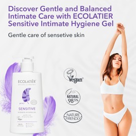 Sensitive Intimate Hygiene Gel ECOLATIER - Vegan Certified, 98.5% Natural Ingredients - Designed for Sensitive Skin, Gentle Daily Intimate Care - 8.5 Fl Oz
